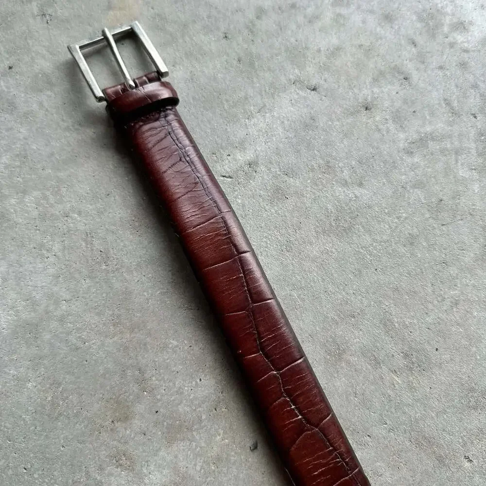 Trafalgar Men's Brown Croc-Embossed Leather Belt, Size 40”